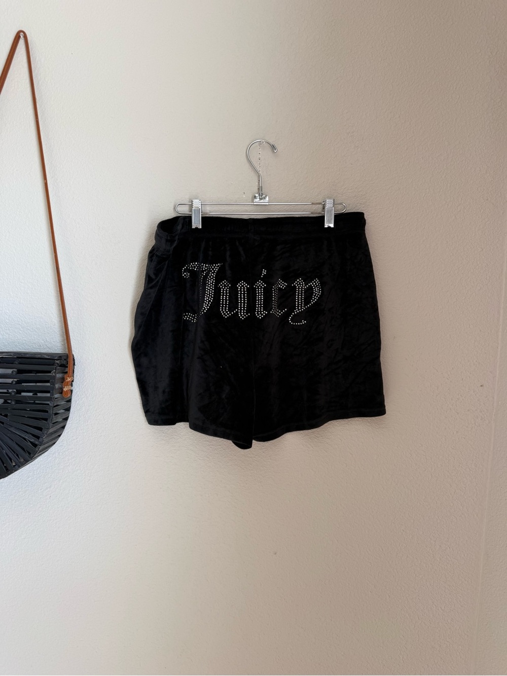 JUICY Couture Black Velour Shorts, Size Large